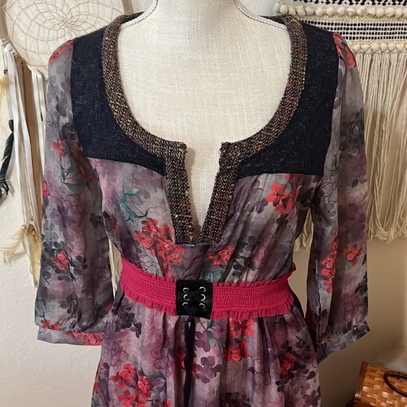 LuLumari Anthropologie Mini Peasant Style  Dress/ Size Small - Picture 3 of 11